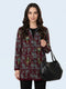 Women Purple Jacquard Collar Full Sleeve Long Cardigan