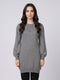 Women Grey Self Design Round Neck Full Sleeve Winter Top