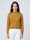 Women Mustard Solid Turtle Neck Full Sleeve Winter Top