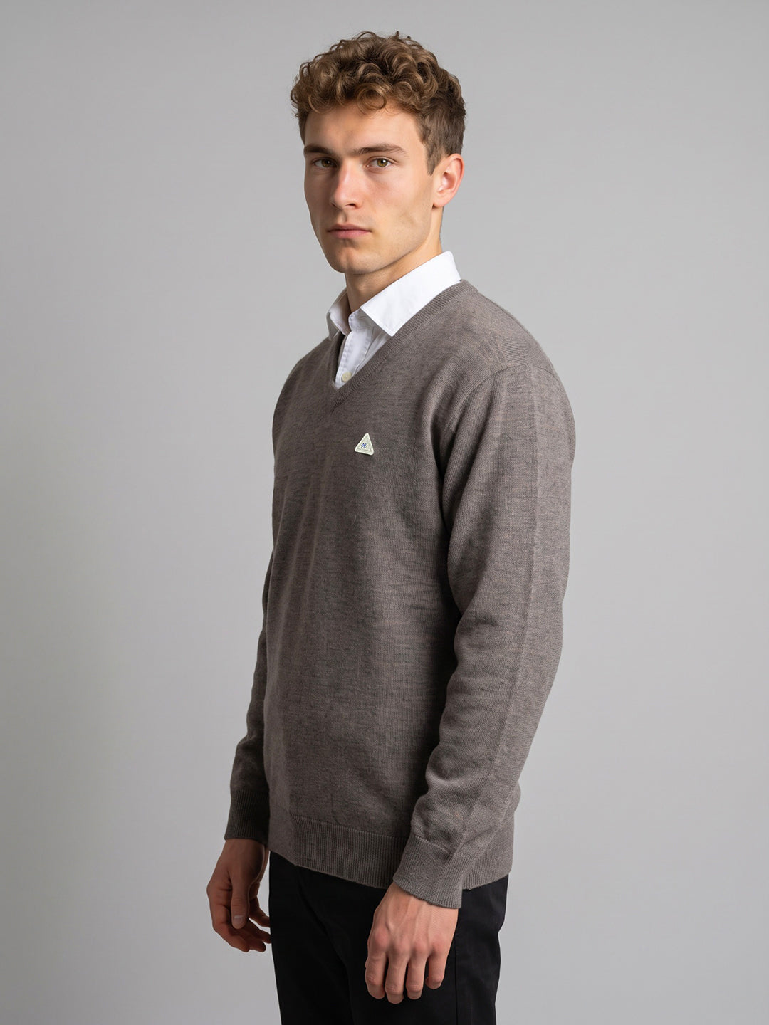 Men Blue Solid V Neck Full Sleeve Pullover