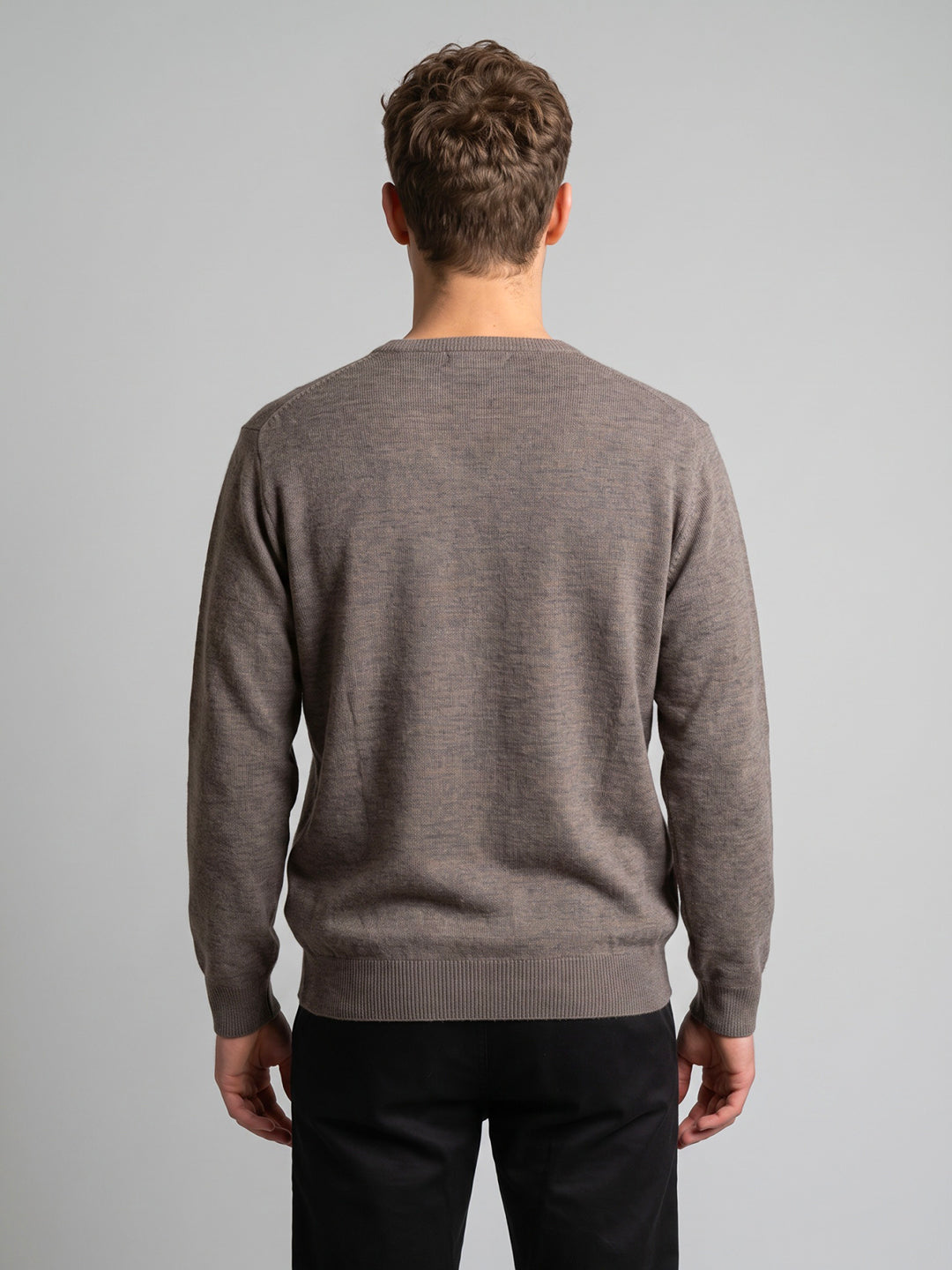 Men Blue Solid V Neck Full Sleeve Pullover