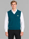 Men Blue Solid V Neck Sleeveless Sweater