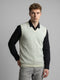Luxuria Men White Self Design V Neck Sleeveless Sweater