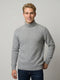 Luxuria Men Grey Melange Self Design High Neck Full Sleeve Pullover