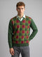 Luxuria Men Green Check V Neck Full Sleeve Pullover
