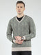 Luxuria Men Green Stripe V Neck Full Sleeve Pullover