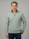 Luxuria Men Green Self Design Collar Full Sleeve Jacket with Tasmanian Lamb Neck