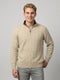 Luxuria Men Beige Self Design Collar Full Sleeve Pullover with Tasmania Lamb Neck Padding