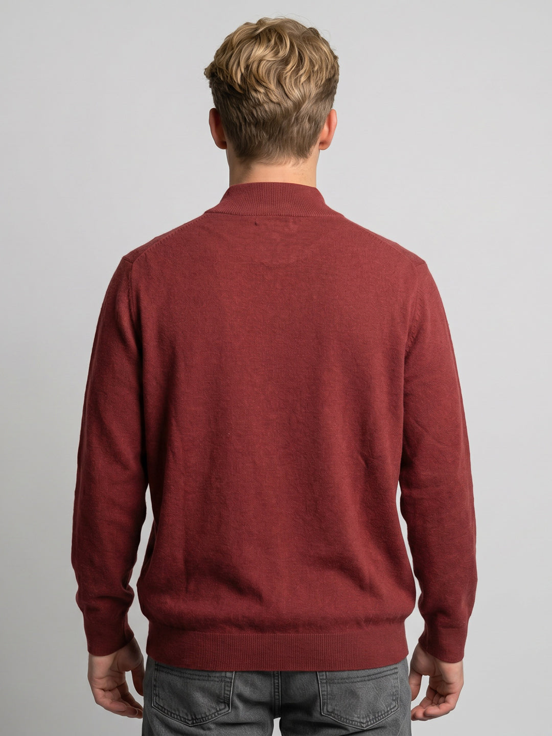 Luxuria Men Red Self Design Turtle Neck Full Sleeve Pullover