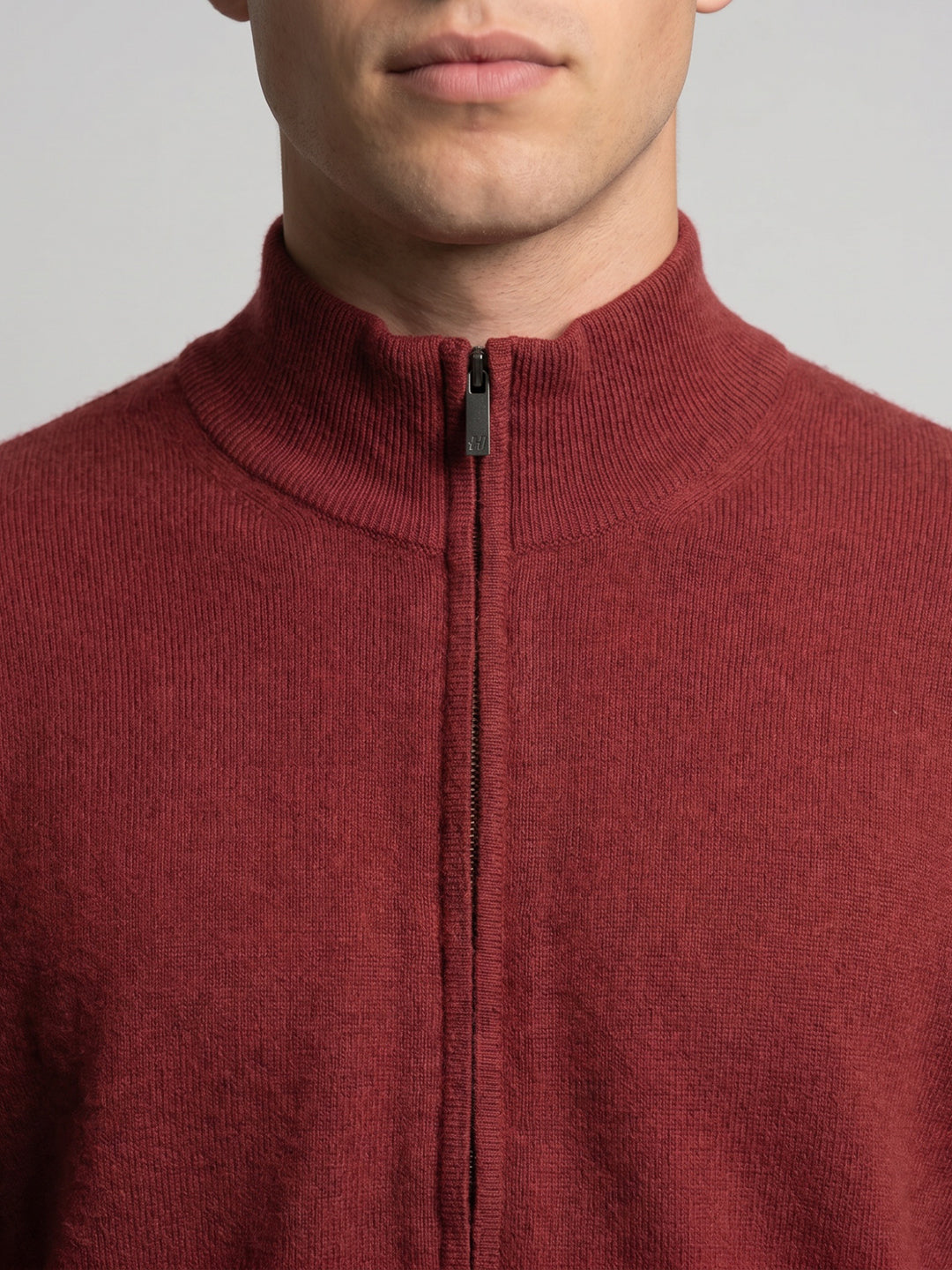 Luxuria Men Red Self Design Turtle Neck Full Sleeve Pullover