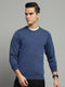 Luxuria Men Blue Solid Round Neck Full Sleeve Pullover