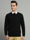 Luxuria Men Black Solid Round Neck Full Sleeve Pullover