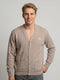 Men Beige Solid V Neck Full Sleeve Cardigan