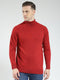 Men Maroon Solid High Neck Full Sleeve Pullover