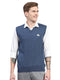 Men Blue Solid V Neck Sleeveless Sweater