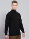Men Black Solid High Neck Full Sleeve Pullover