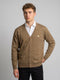 Men Tan Solid V Neck Full Sleeve Cardigan