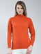 Women Orange Solid High Neck Full Sleeve Winter Top