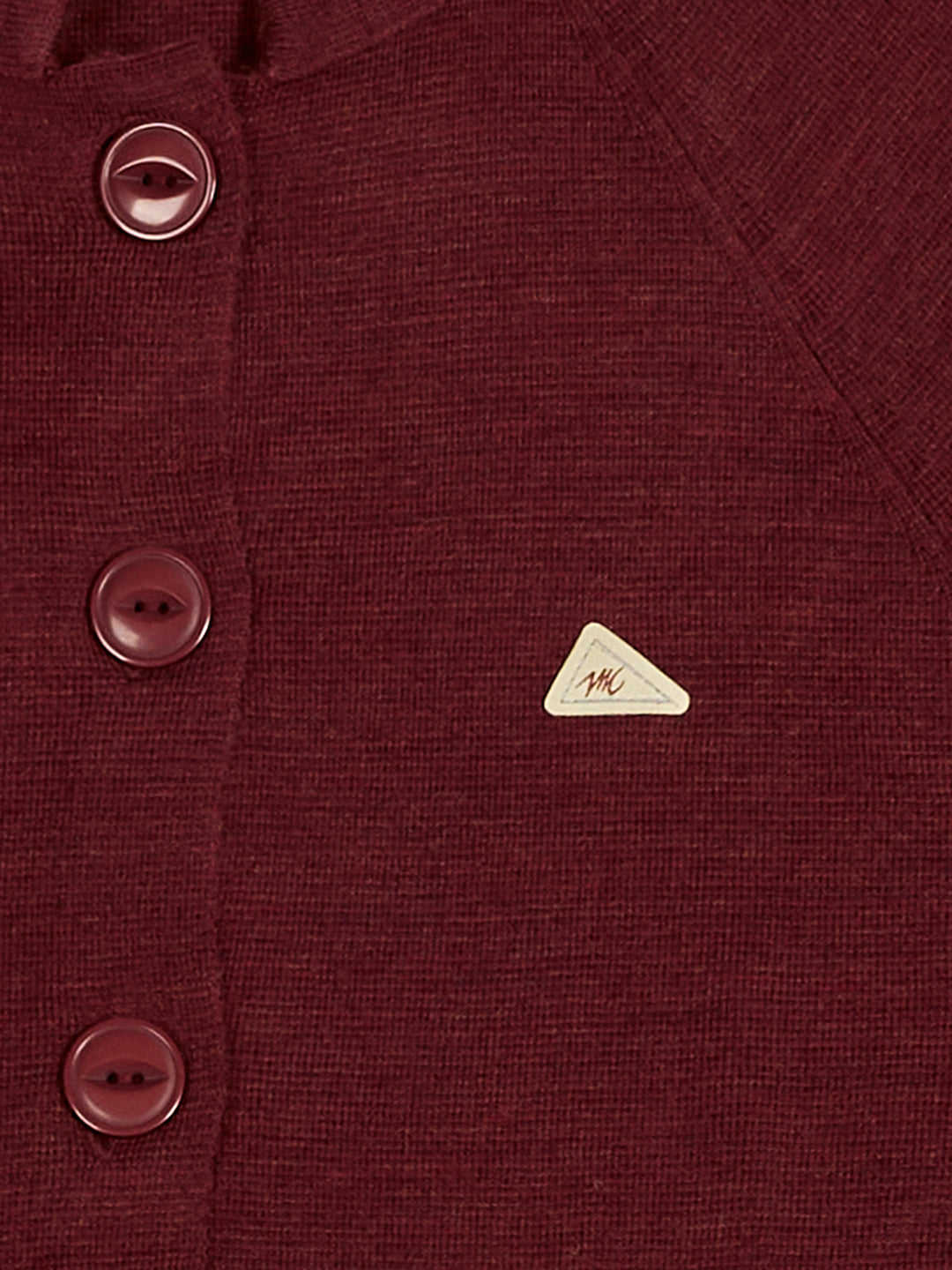 Women Maroon Solid Mandarin Collar Raglan Sleeve Cardigan