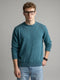 Men Blue Melange Round Neck Full Sleeve Pullover
