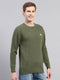 Men Green Solid Round Neck Full Sleeve Pullover