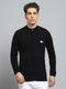 Men Black Solid Round Neck Full Sleeve Pullover