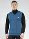 Men Blue Solid V Neck Sleeveless Sweater