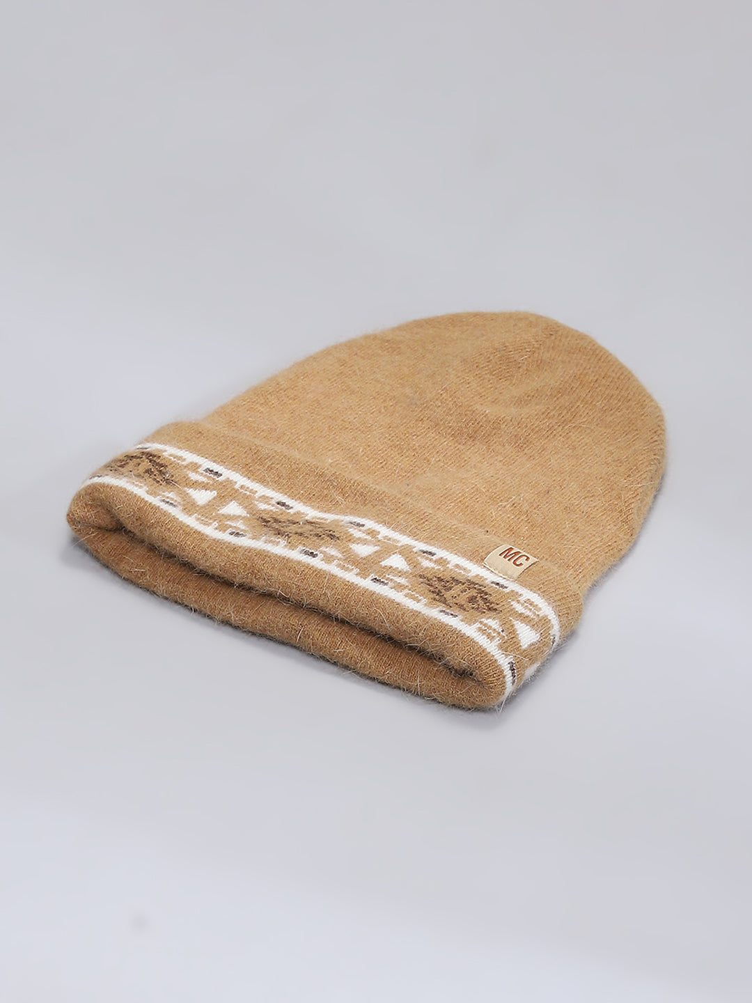 Men Camel Brown Self Design Cap