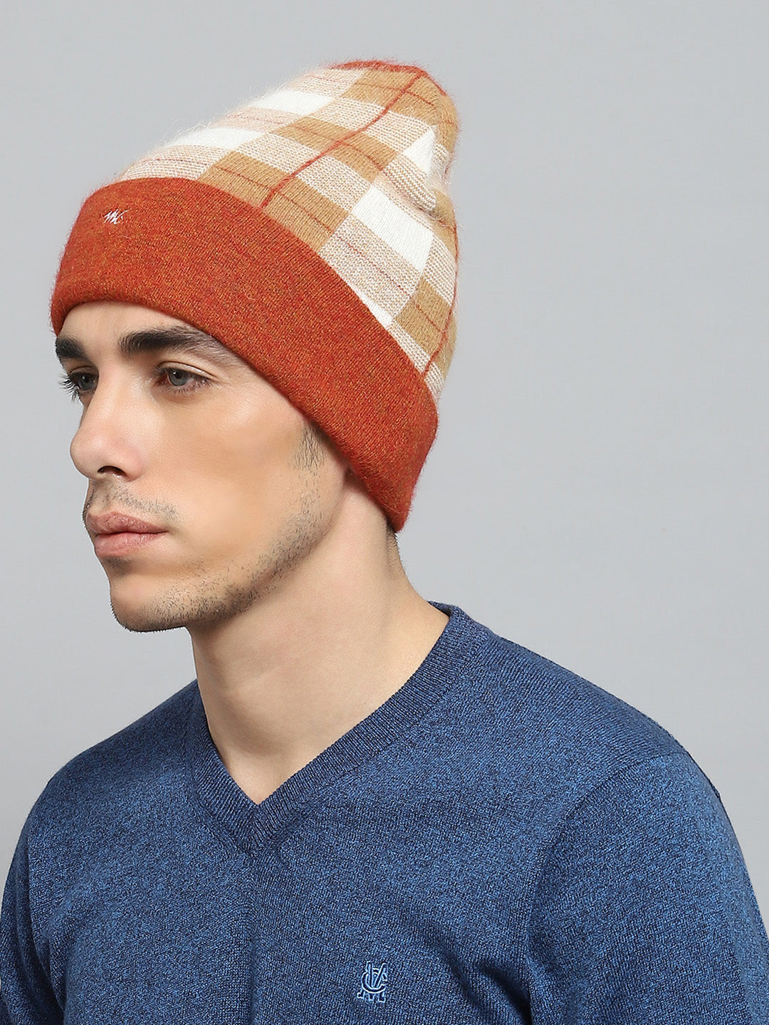 Men Rust Self Design Cap