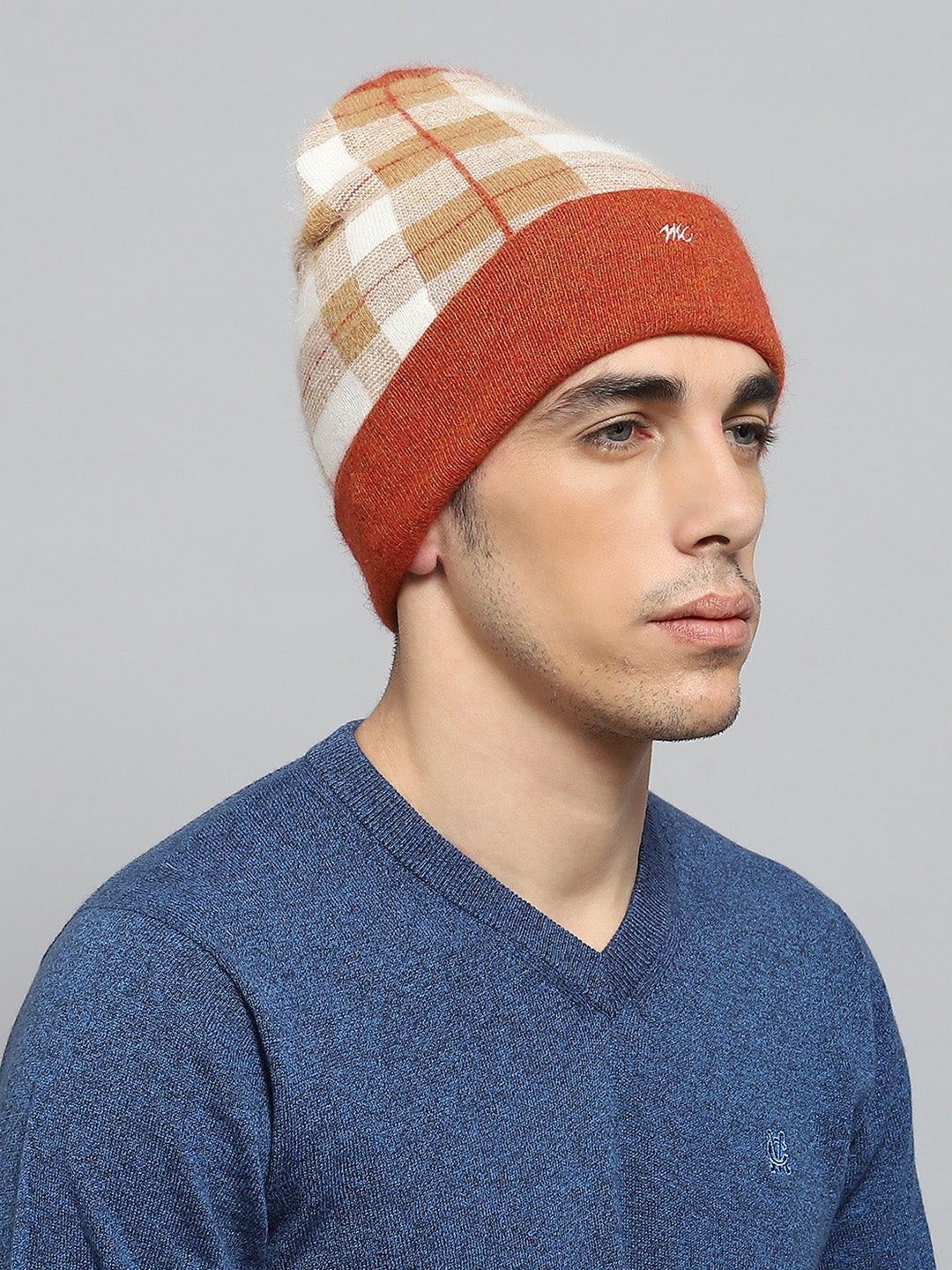 Men Rust Self Design Cap