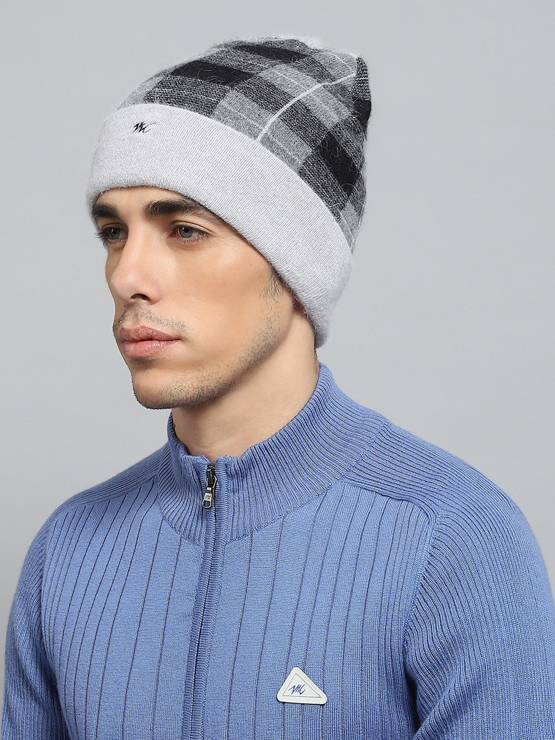 Men Grey Self Design Cap