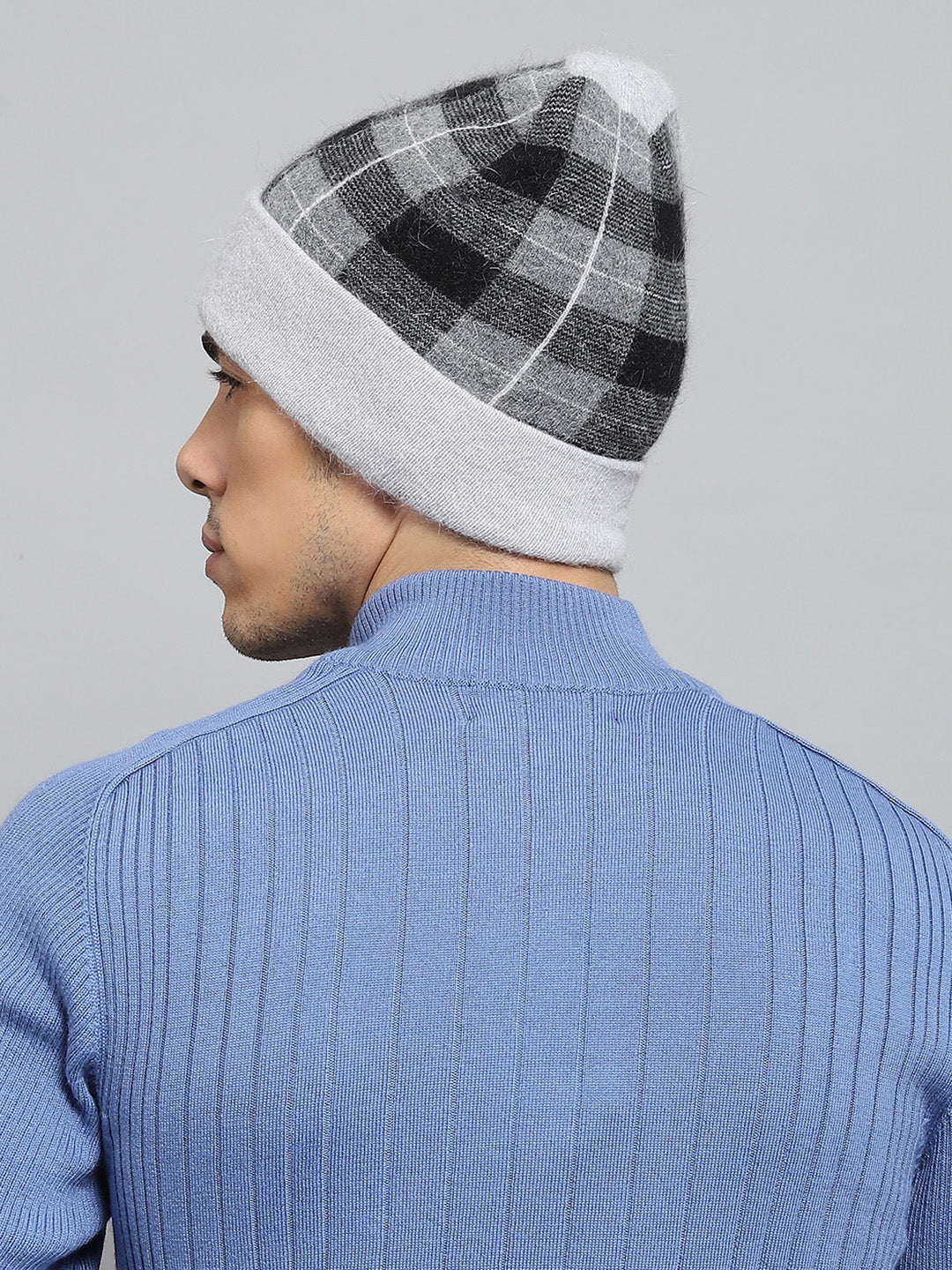 Men Grey Self Design Cap