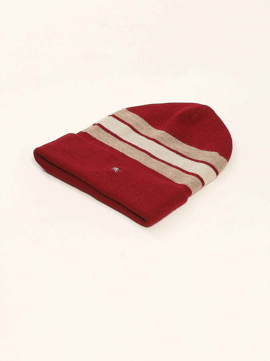 Men Maroon Self Design Cap
