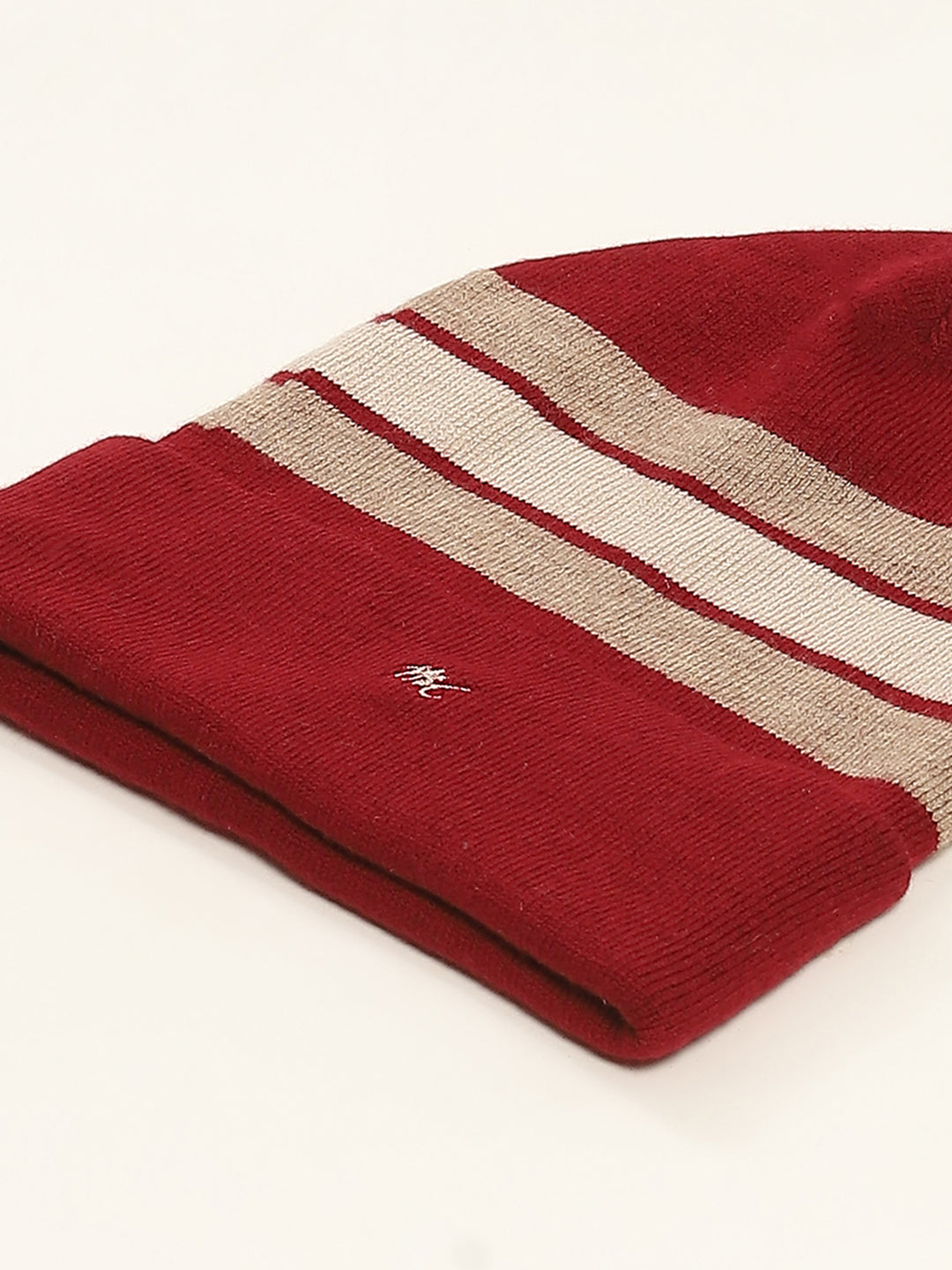 Men Maroon Self Design Cap