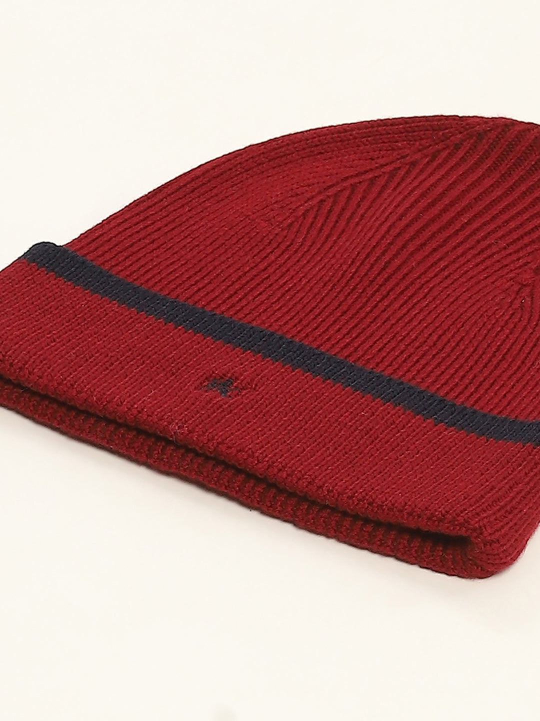 Men Maroon Self Design Cap