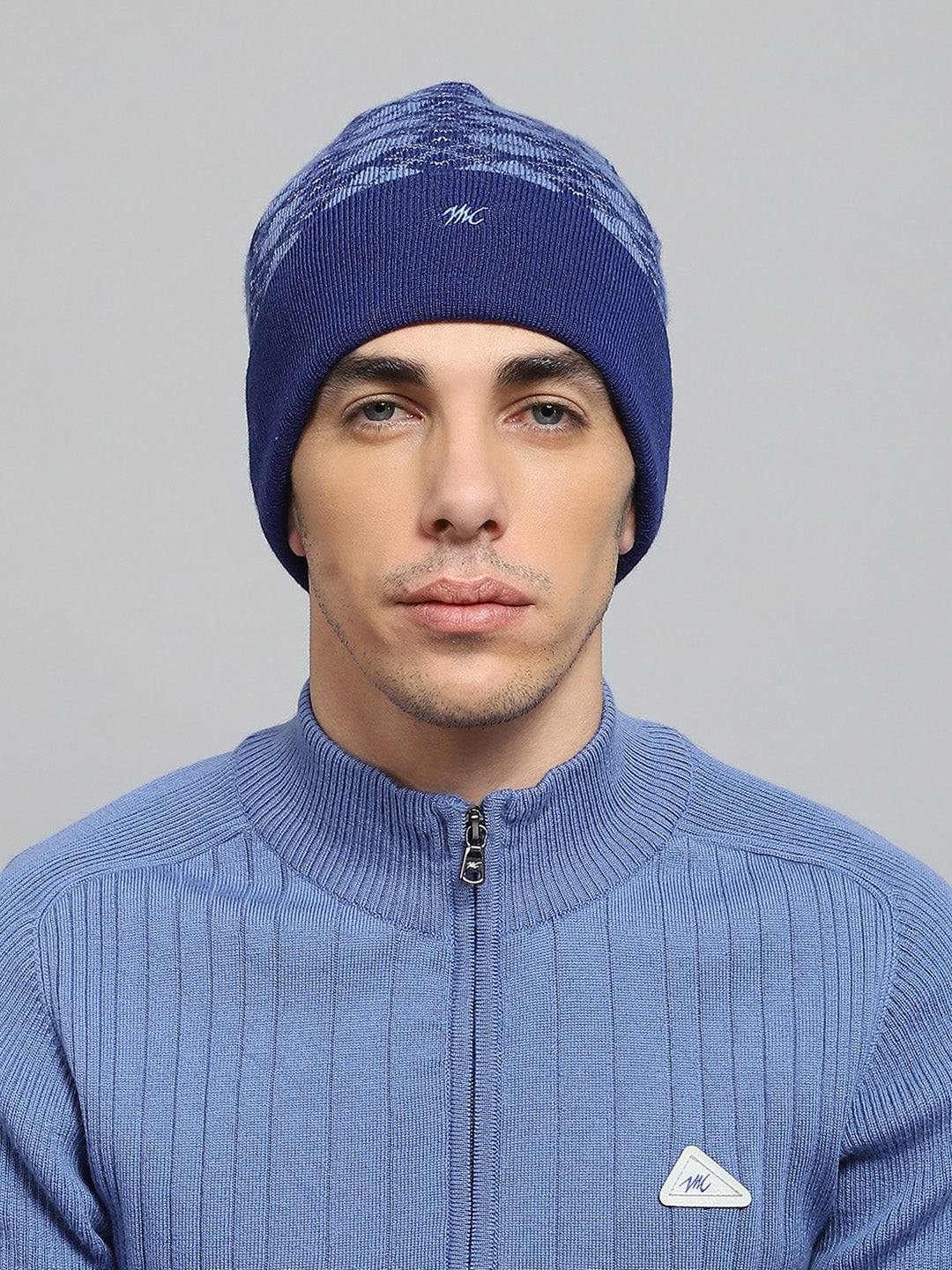 Men Blue Self Design Cap