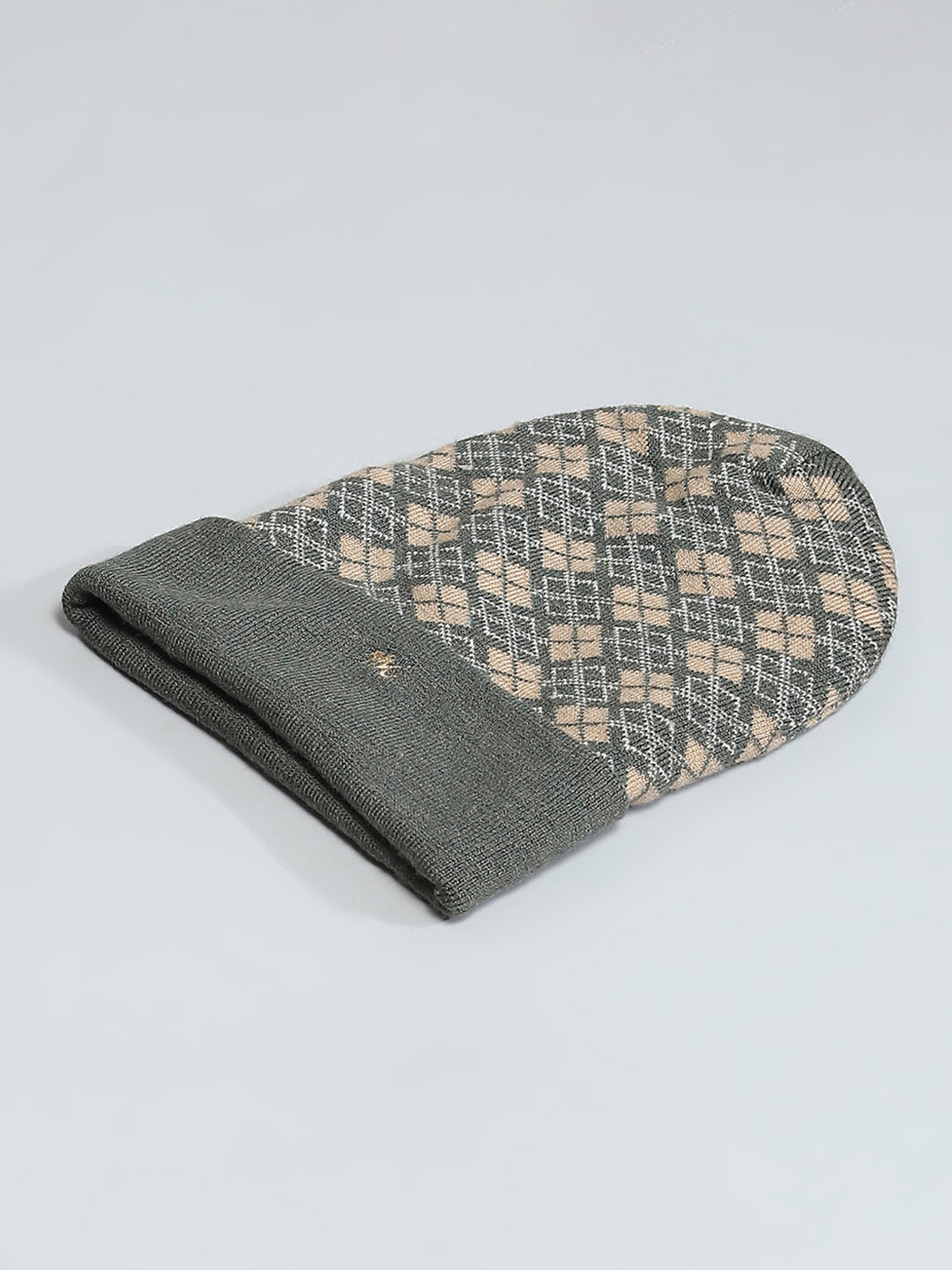 Men Green Self Design Cap