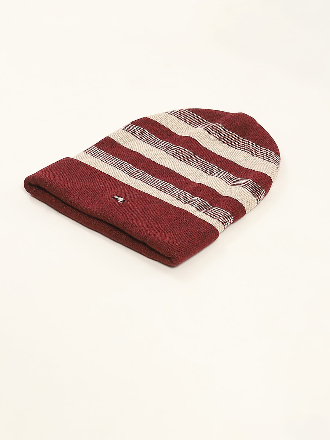 Men Maroon Self Design Cap