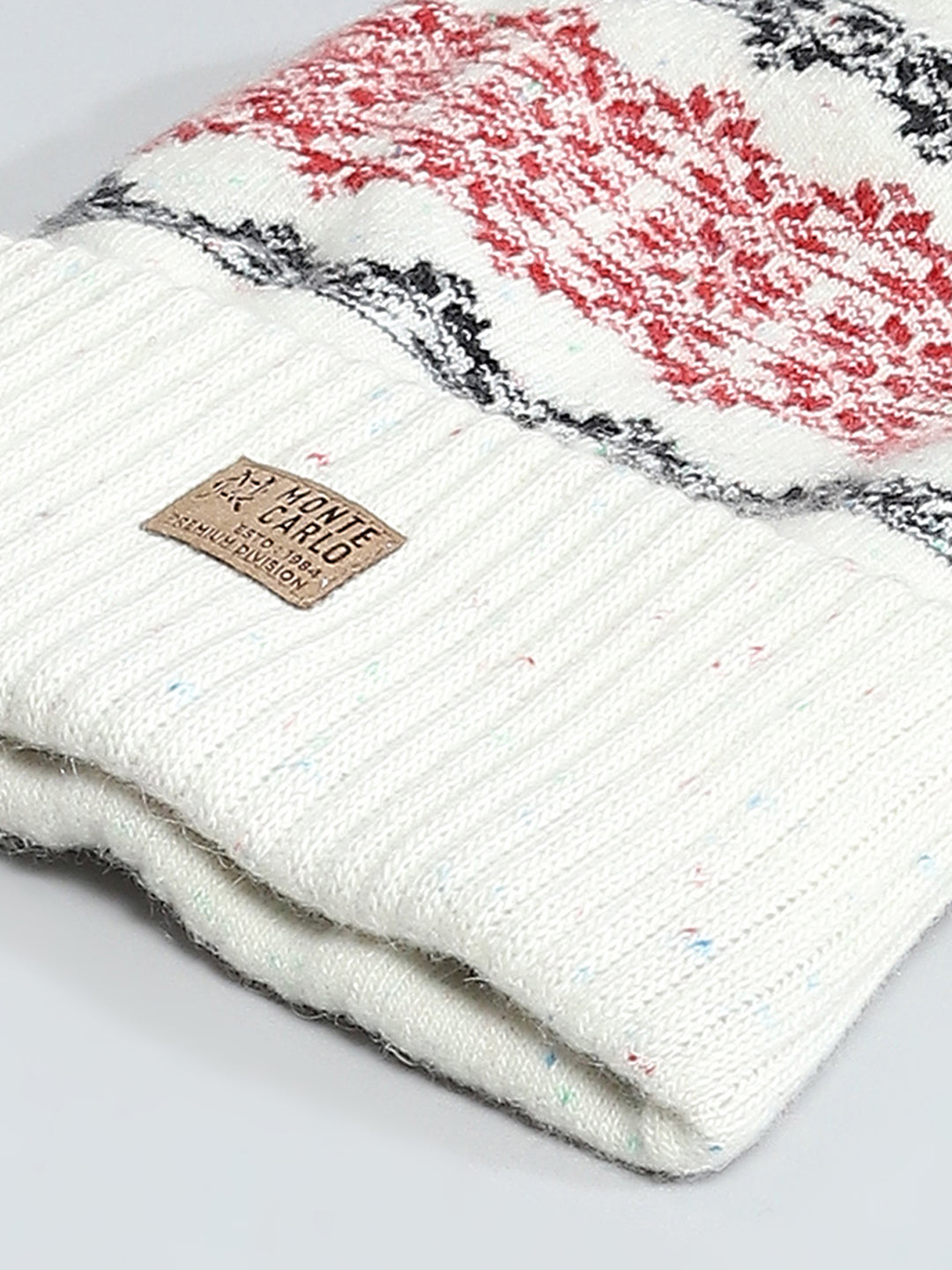 Men White Self Design Cap