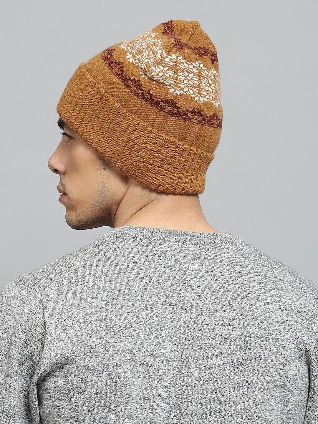 Men Rust Self Design Cap