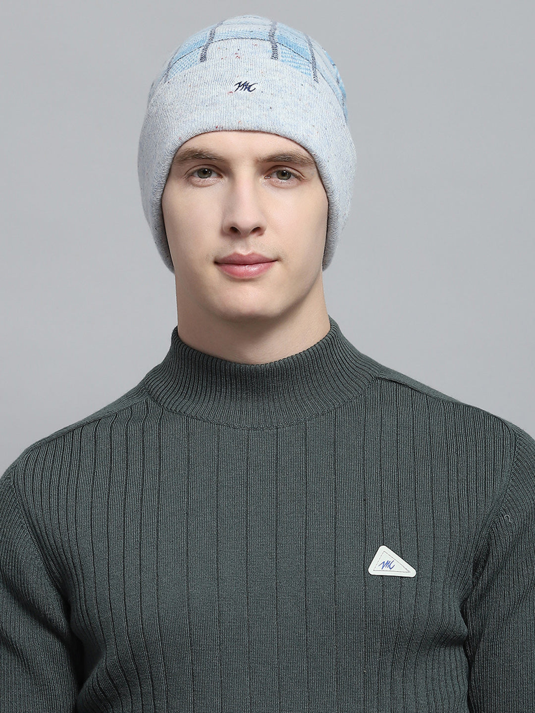 Men Grey Self Design Cap