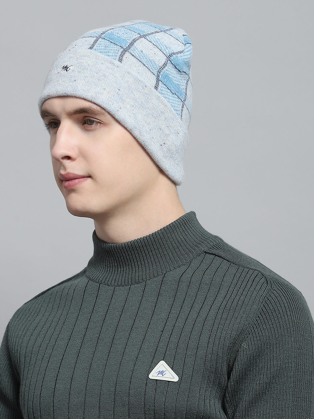 Men Grey Self Design Cap