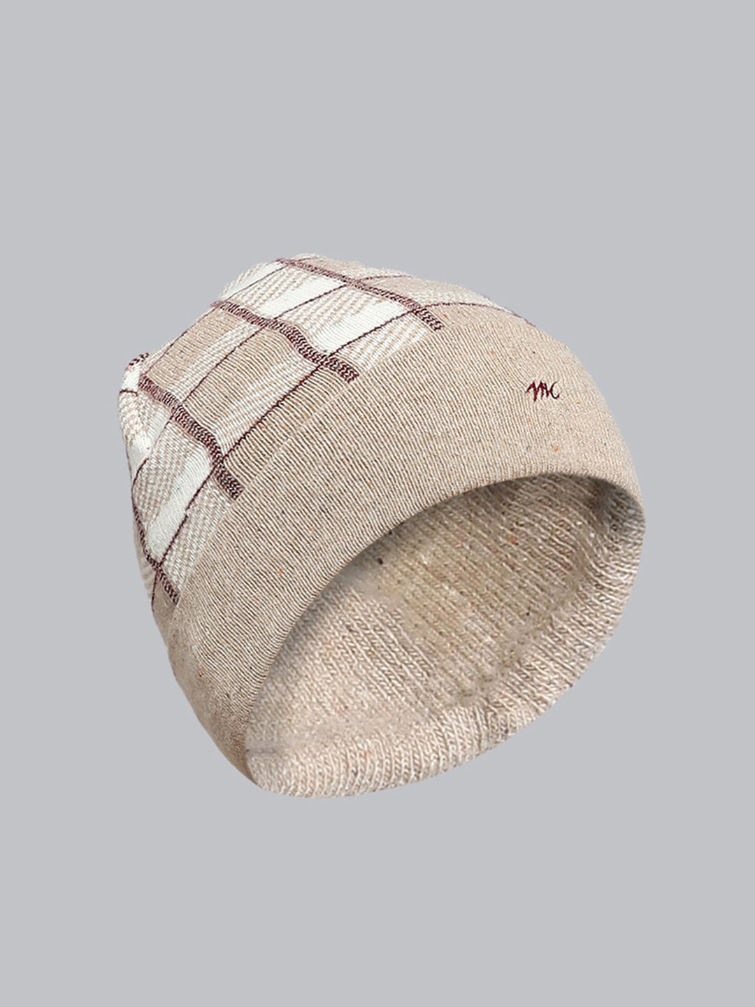 Men Beige Self Design Cap