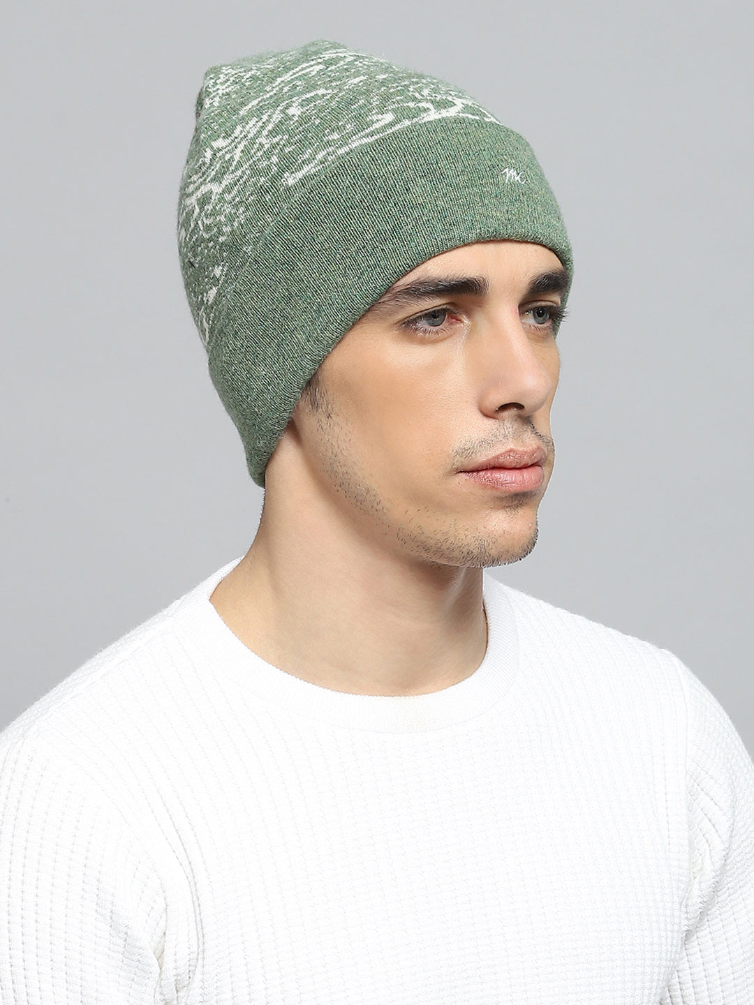 Men Green Self Design Cap