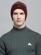 Men Maroon Self Design Cap