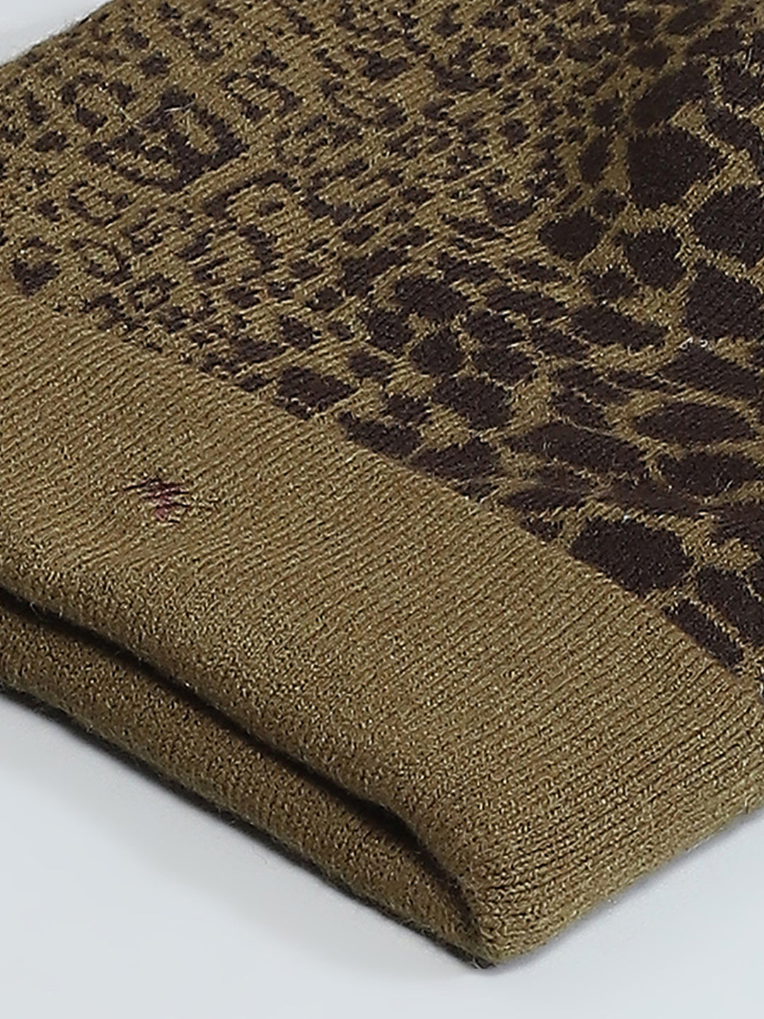 Men Olive Self Design Cap