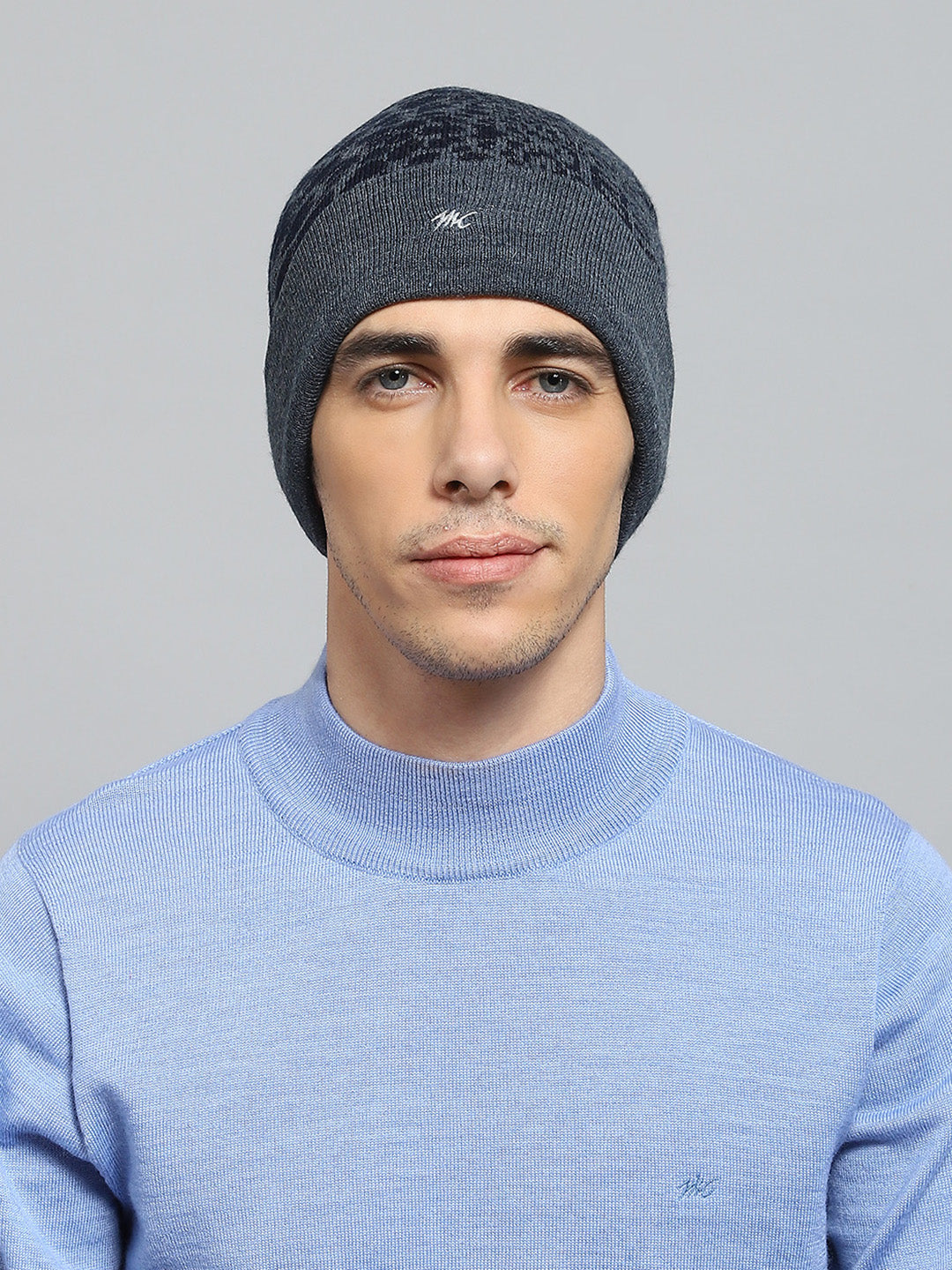 Men Blue Self Design Cap
