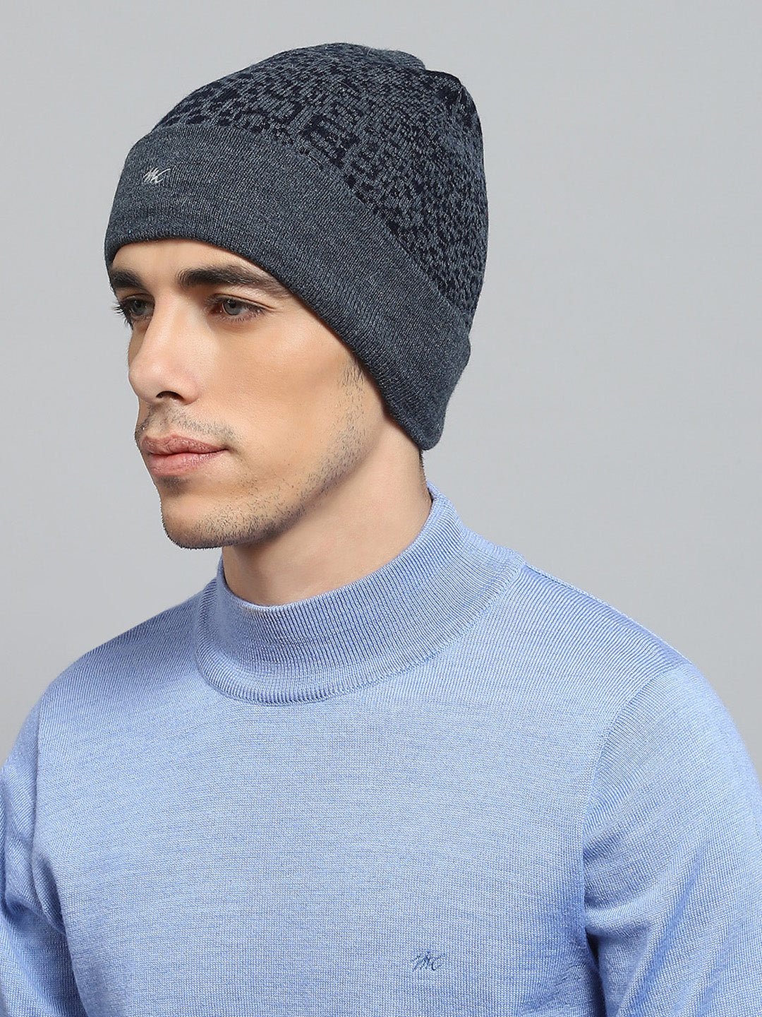 Men Blue Self Design Cap