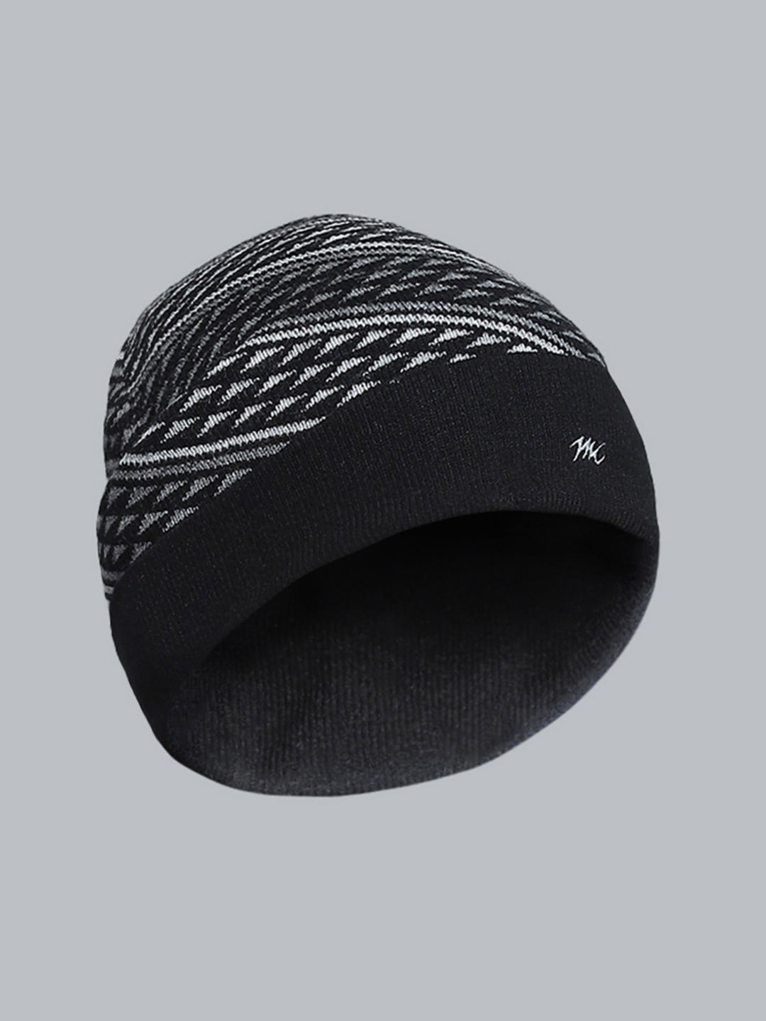 Men Black Self Design Cap