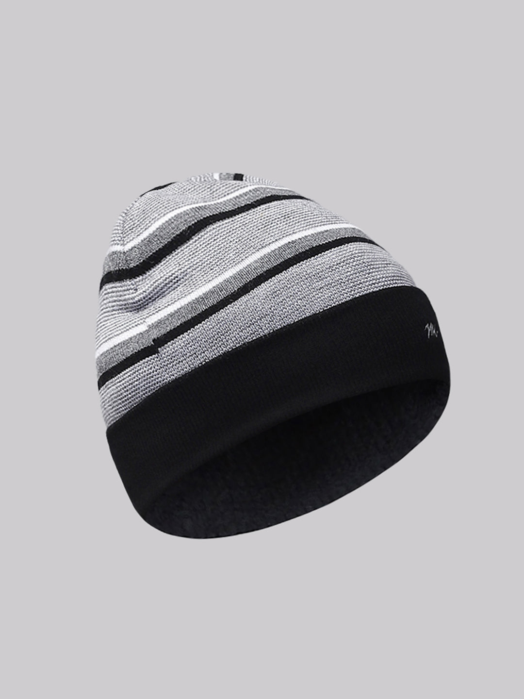 Men Black Self Design Cap